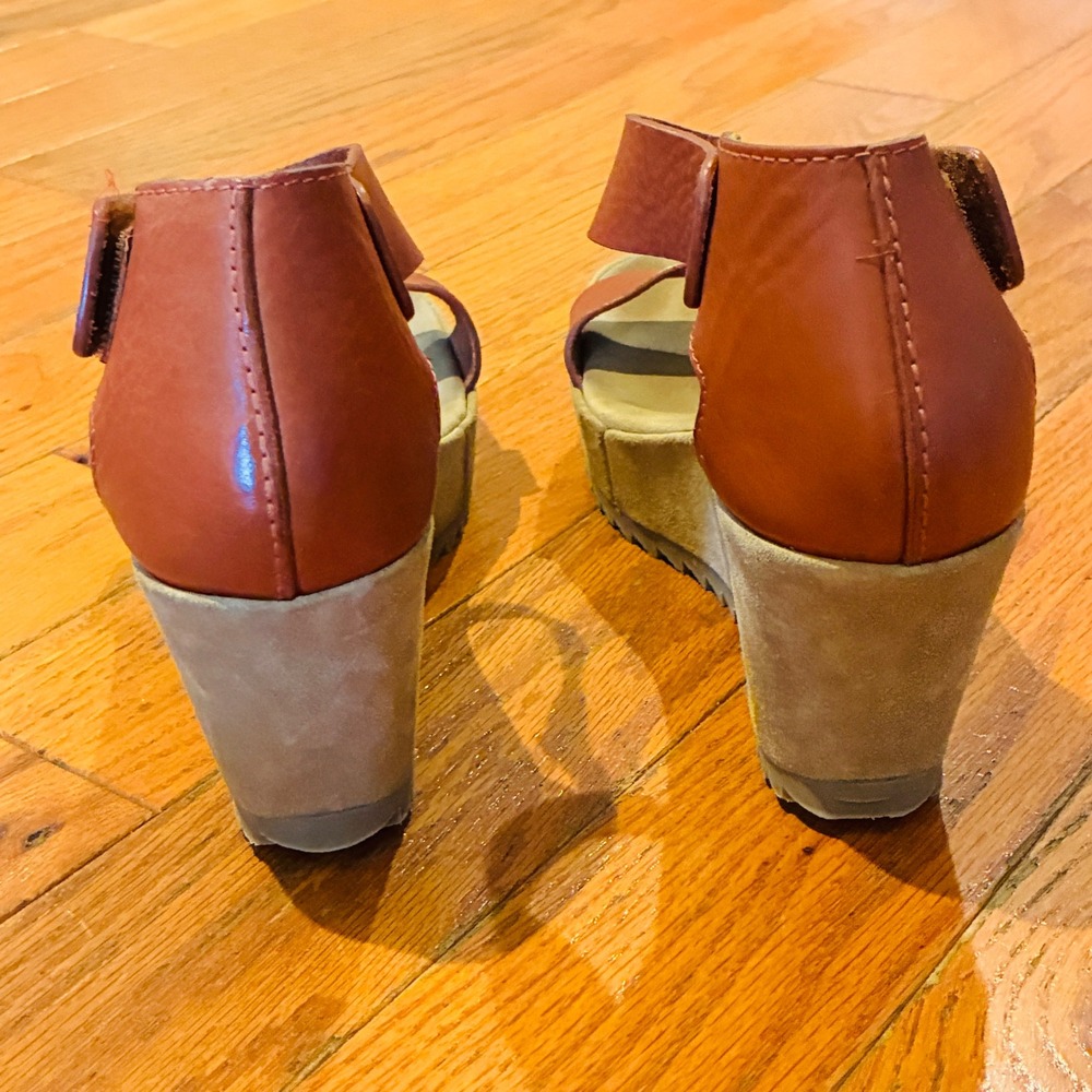 Pedro Garcia Wedge Sandals Womens 39 Brown Leather Platform Ankle Strap Spain - Picture 4 of 11
